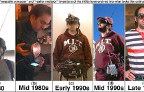 Self-portraits of Mann with wearable-computing gear from 1980s to 1990s.